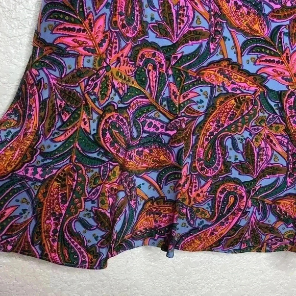 J. Crew Silk Dress Paisley Vibrant Pink Blue Ruffle Sleeves Short Mini - Picture 6 of 11
